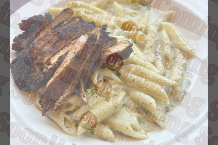 Pesto Cream Pasta With Blackened Chicken