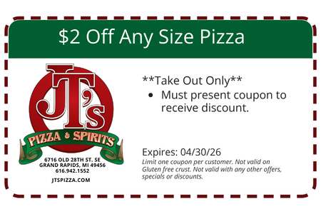 $2 Off Any Size Pizza